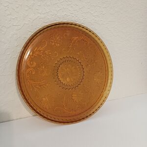 Indiana Glass Tiara Sandwich Glass Serving Plate, 10 in Diameter. Amber